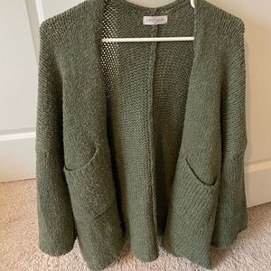 Green knit cardigan, size medium